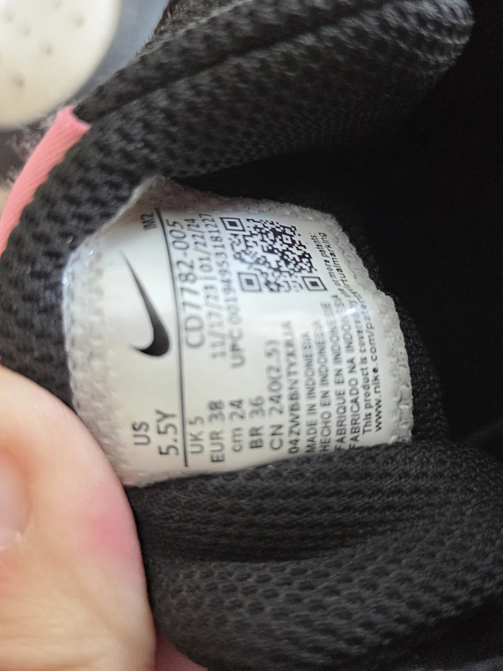 Nike Kids High-Top Sneakers Black White Pink
